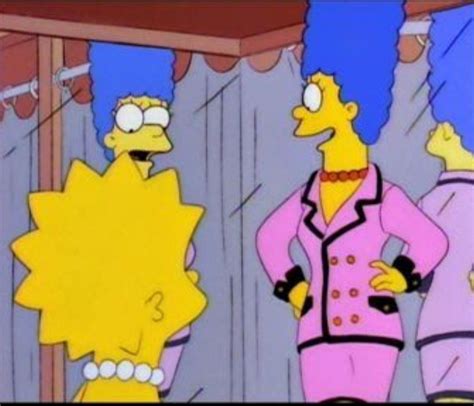 marge finds a chanel suit|marge simpson pink dress.